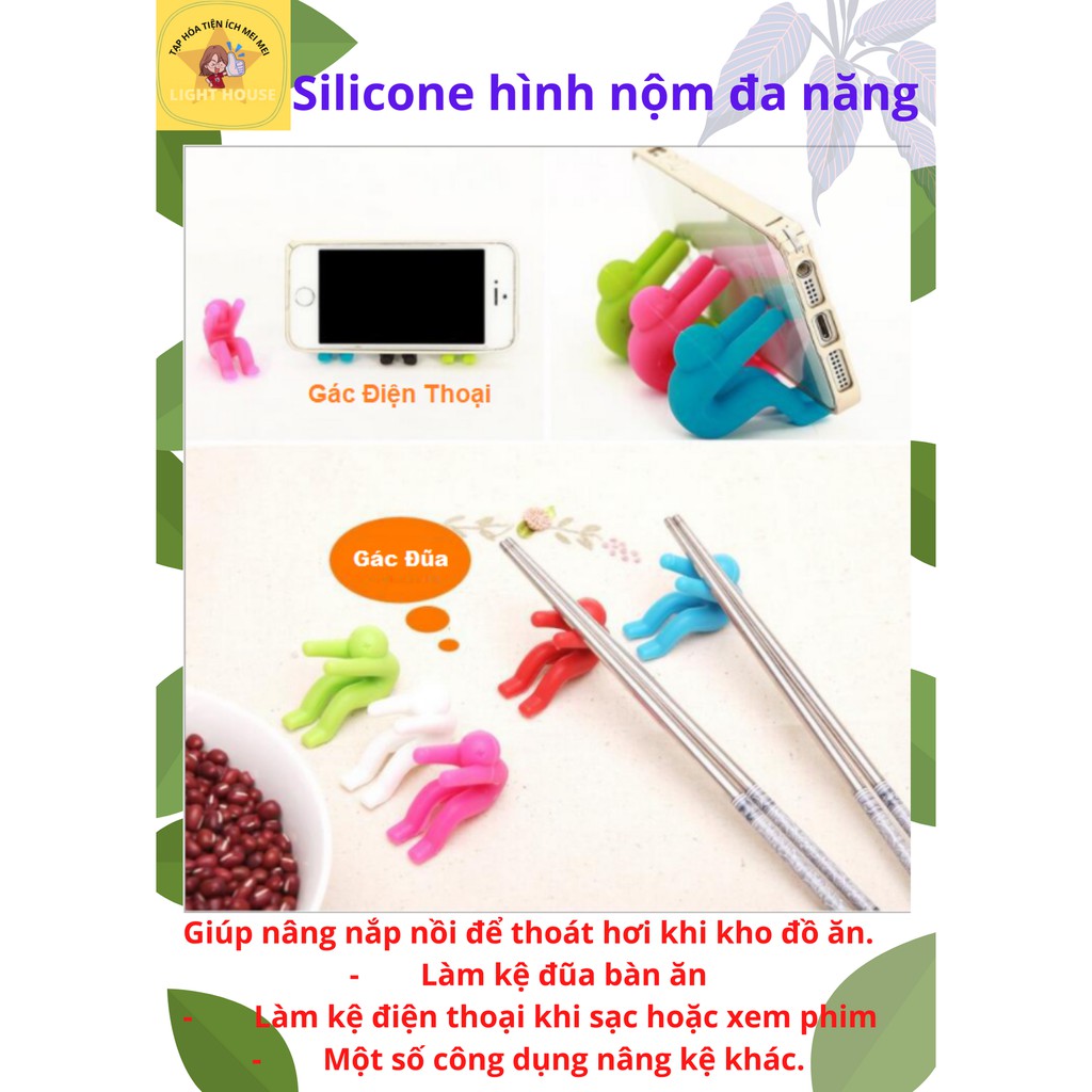 Silicone cặp hình nộm đa năng, nâng nấp nồi, để đũa, chống lưng điện thoại