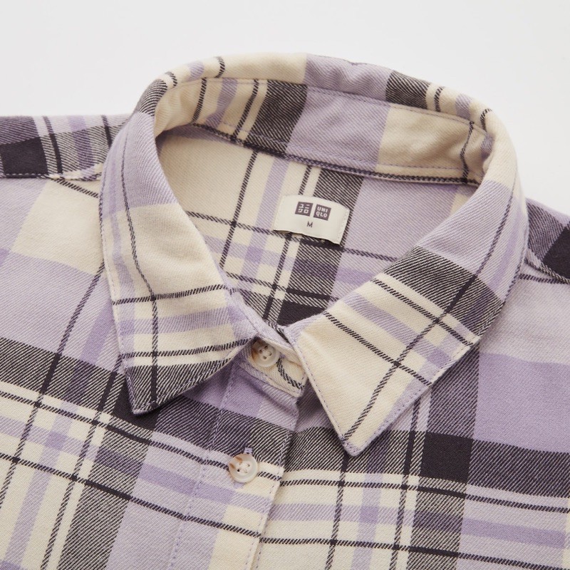 Áo sơ mi nữ dài tay kẻ caro dòng flannel xinh xắn của Uniqlo