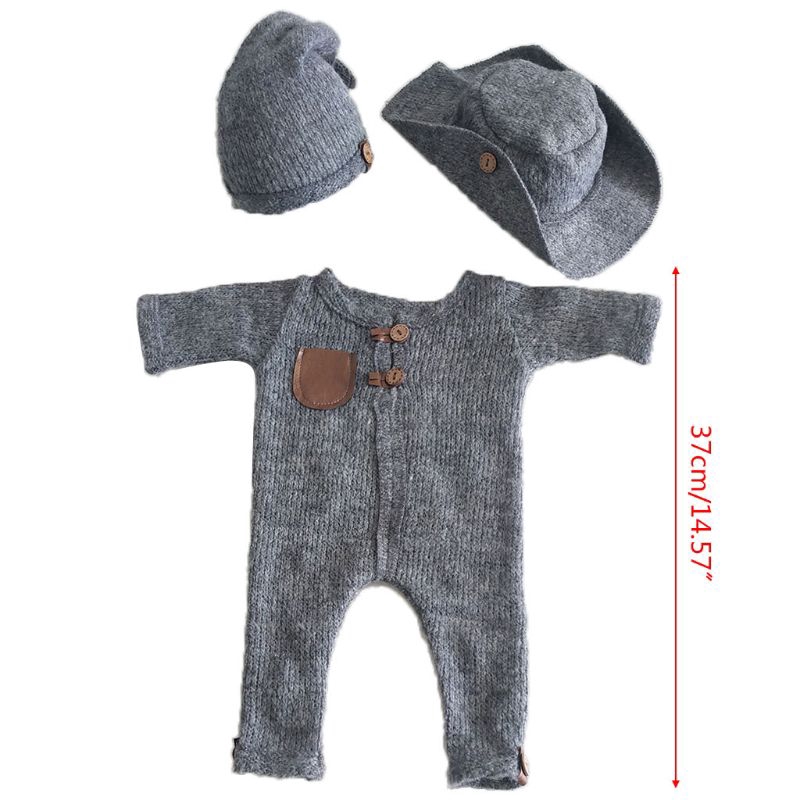 Mary☆3Pcs/set Newborn Photography Props Suit Baby Boys Girls Clothes Hat Jumpsuit