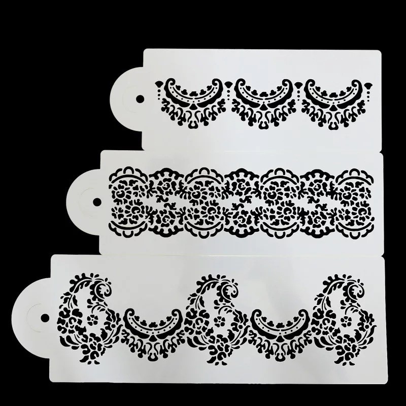 3pcs Decor Icing Sugarcraft Mold Fondant Cake Stencil