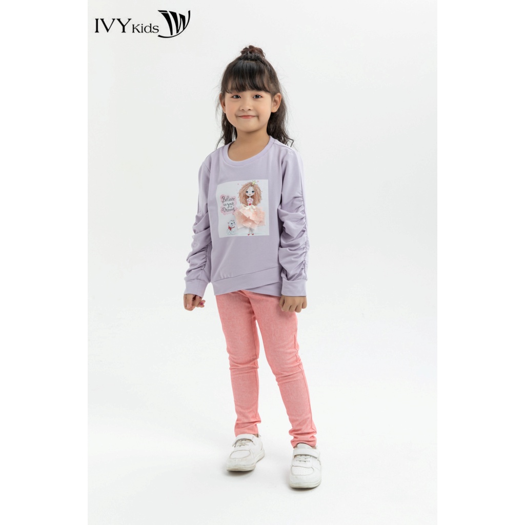 Áo thun bé gái in hình búp bê IVY moda MS 58G1087