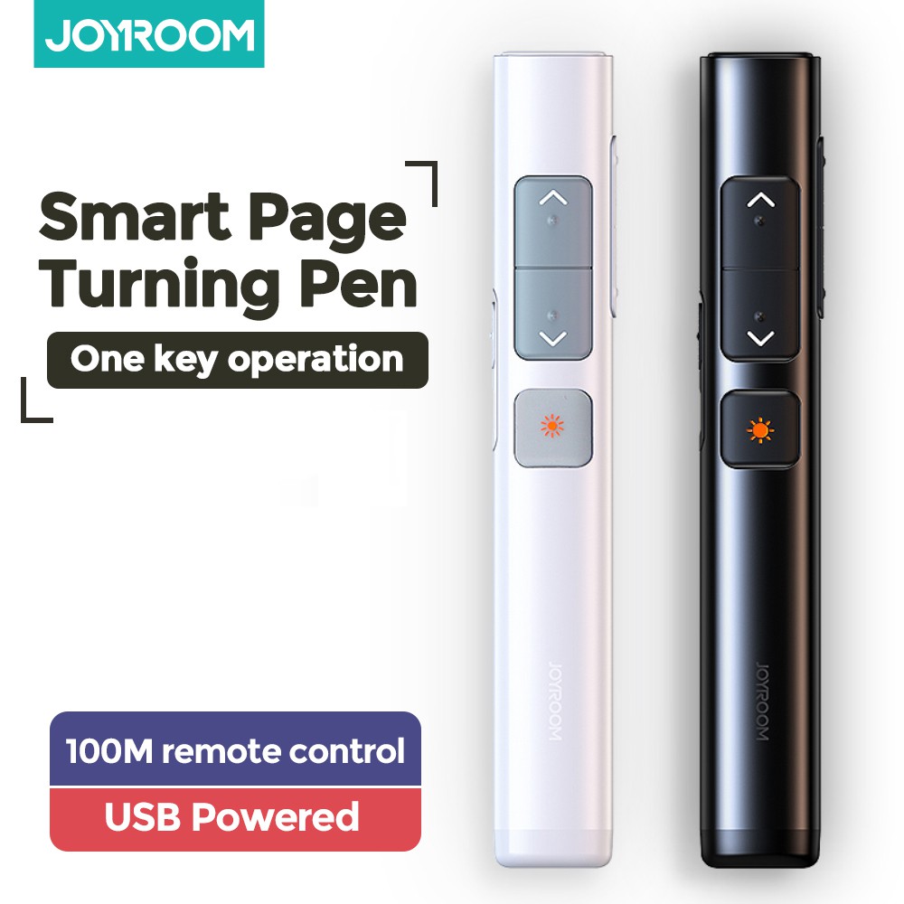 Joyroom Bộ điều khiển từ xa  Người thuyết trình Bút không dây 2.4Ghz Bộ điều hợp USB Con trỏ Bút màu đỏ PPT Power Point Con trỏ thuyết trình Trang Chuyển Pe cho các cuộc họp Giảng dạy Đào tạo