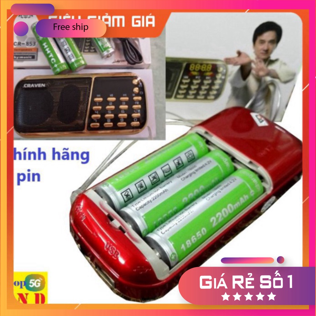 Loa đài Craven nghe thẻ nhớ, USB, FM, Máy nghe nhạc mini Tắm ngôn từ Caraven CR 853 3 Pin Cam kết