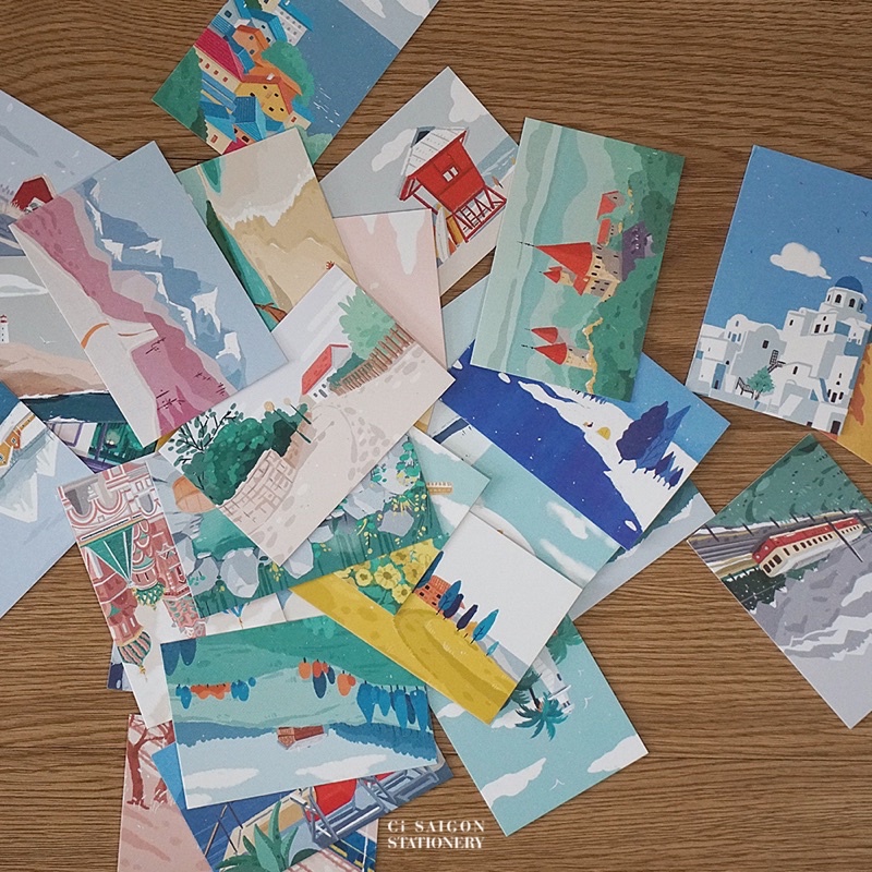 Thiệp trang trí - Travel Illustration Postcard (mini full box)