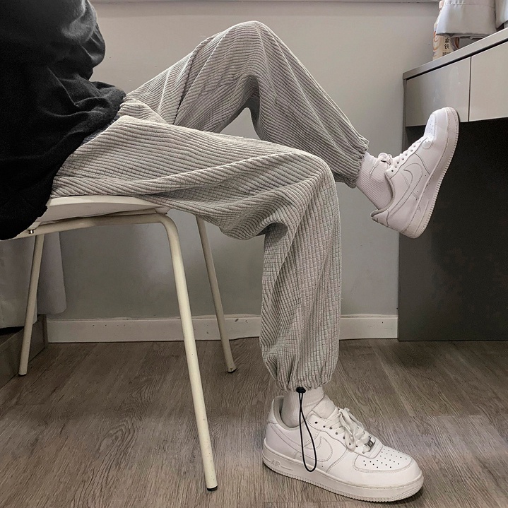 Quần jogger nỉ - MayLinh shop -Quần Sweatpants Jogger dây rút bo ống chun nỉ tổ ong unisex form rộng phong cách Hàn Quốc