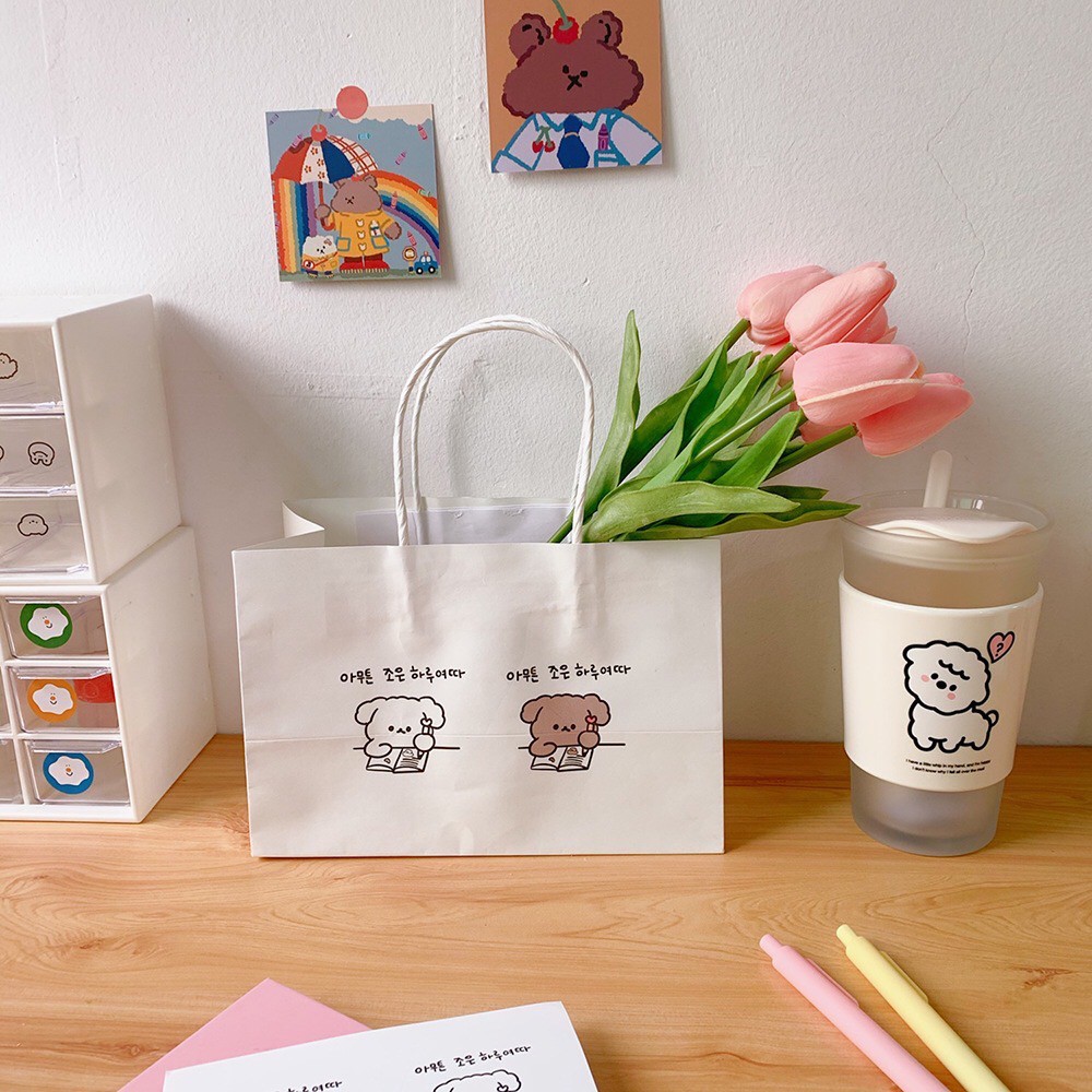 Túi giấy có quai xách đựng quà tặng phong cách Hàn Quốc