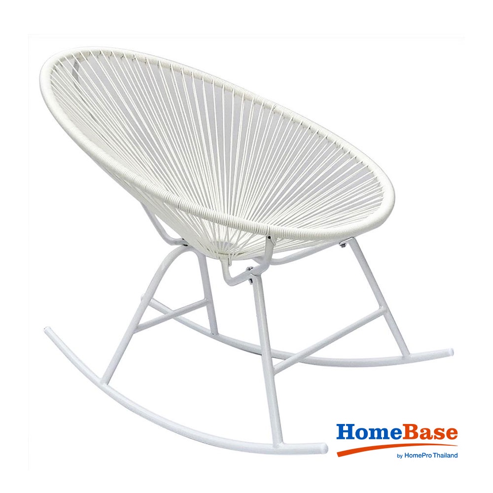 HomeBase TRENDY Ghế chân đu đưa bằng nhựa PE khung thép tĩnh điện W73xH78xD96 màu trắng