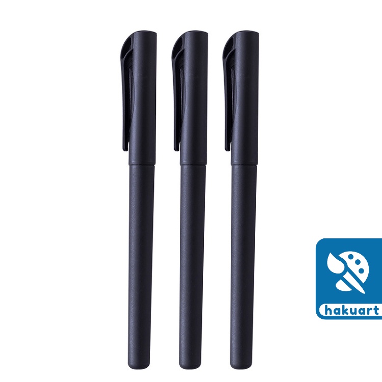 Bút Gel Nắp Đen Nhám Mực Đen 0.5mm - Văn Phòng Phẩm Haku