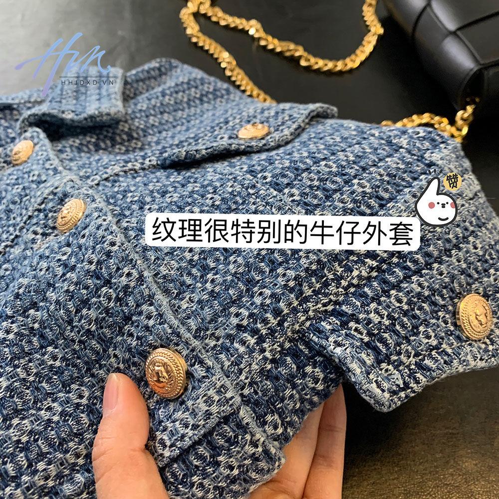 Áo Khoác Denim Dáng Rộng Màu Sắc Tương Phản Thời Trang Mùa Xuân Dành Cho Nữ