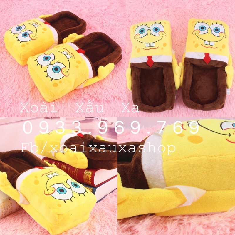 dép gấu bông bọt biển Spongebob siêu đáng yêu