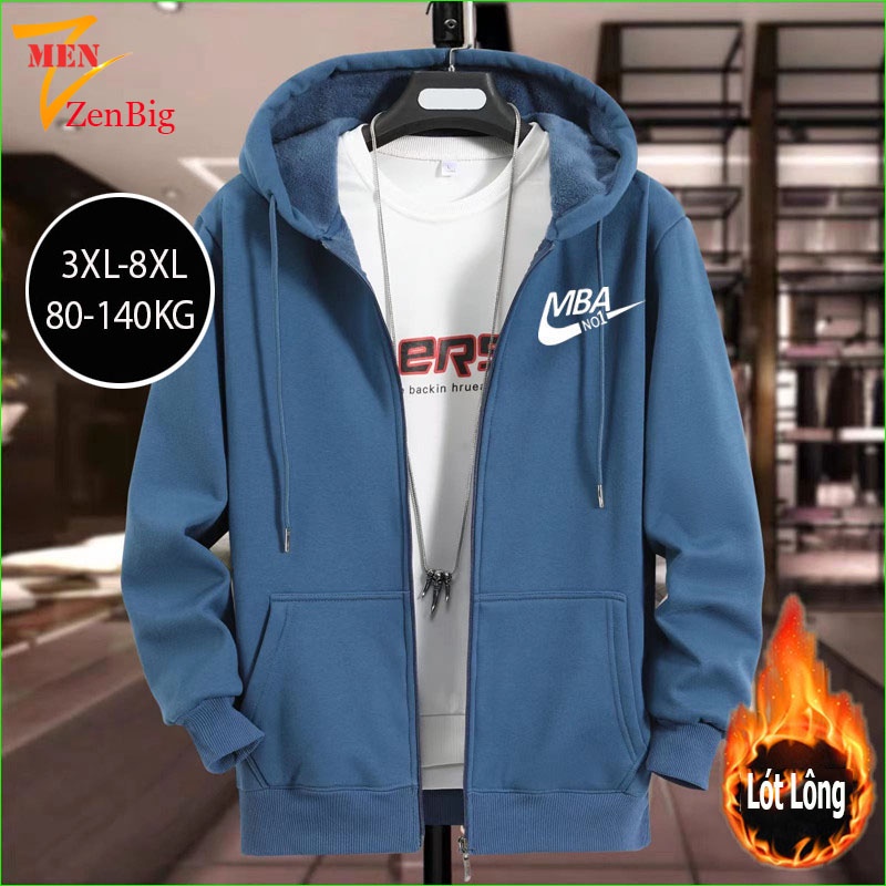 áo khoác nam thu đông vải nỉ lót lông big size nam hàng size châu âu ngoại cỡ cho người mập người béo