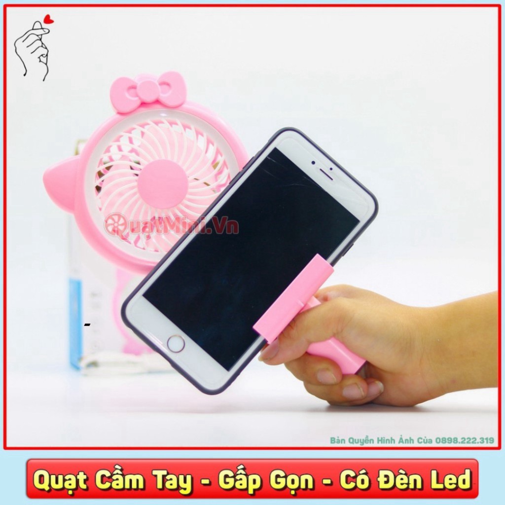 Quạt cầm tay mèo Kitty LED FAN có đế cắm điện thoại