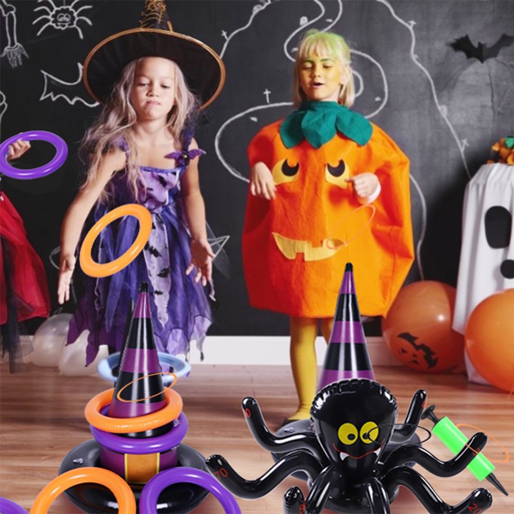 Bộ Đồ Chơi Bơm Hơi + 6 Vòng Bơm Hơi + 4 Vòng Nhựa + 1 Bơm) Cho Tiệc Halloween