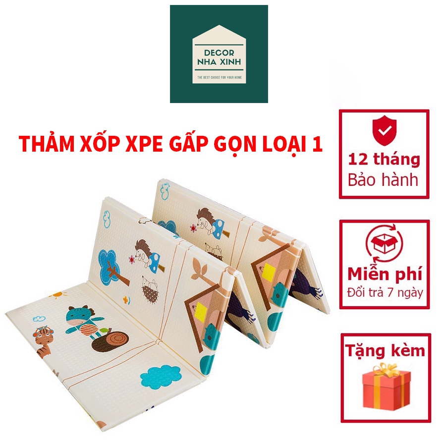 Thảm xốp cho bé LOẠI 1 - Thảm xốp XPE gấp gọn, CHỐNG THẤM, CHỐNG TRƠN TRƯỢT, LOẠI DÀY 2 mặt cao cấp cho bé chơi, tập bò