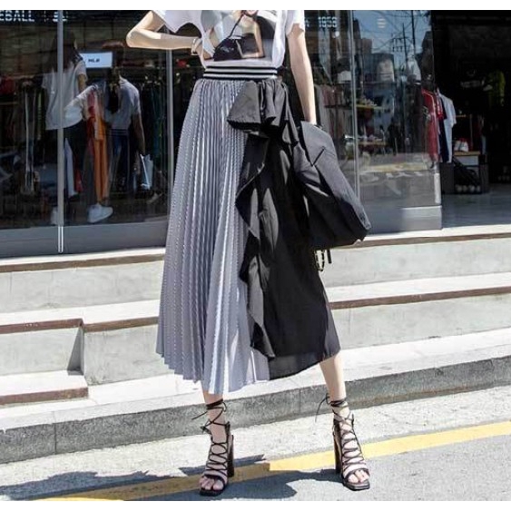 Chân váy lưng cao hoạ tiết kẻ sọc thời trang mùa hè cho phái nữ | BigBuy360 - bigbuy360.vn
