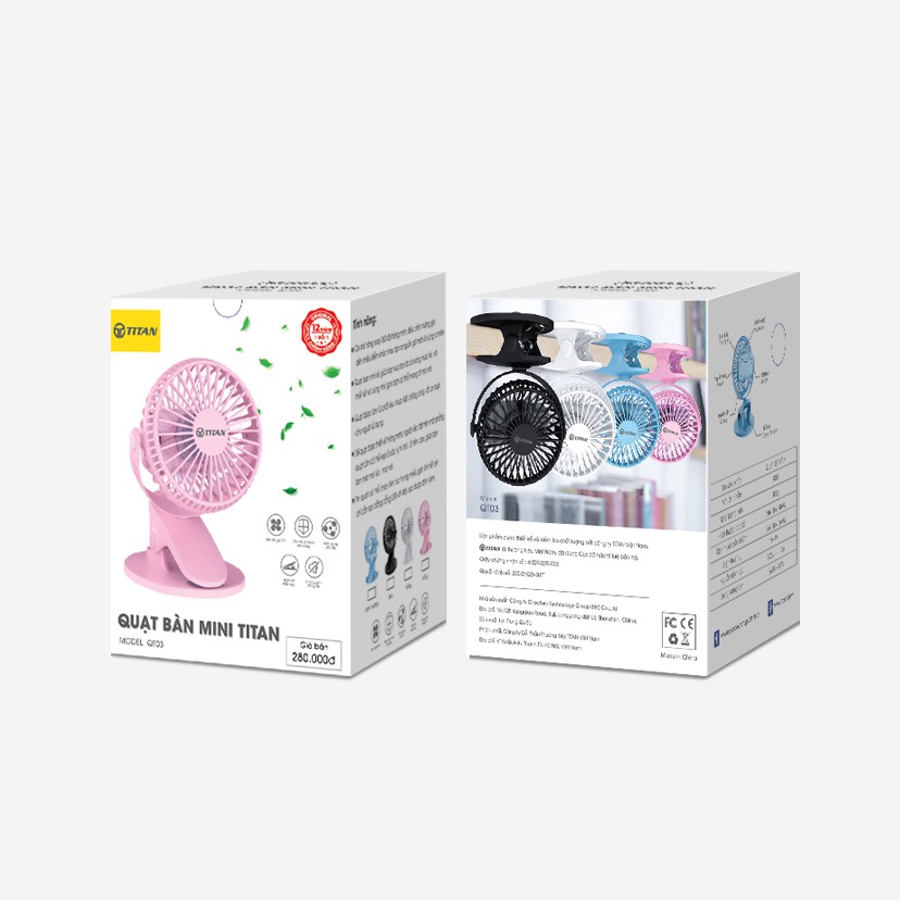 Quạt kẹp bàn TITAN QT03 - Hàng chính hãng - Bảo hành 1 năm
