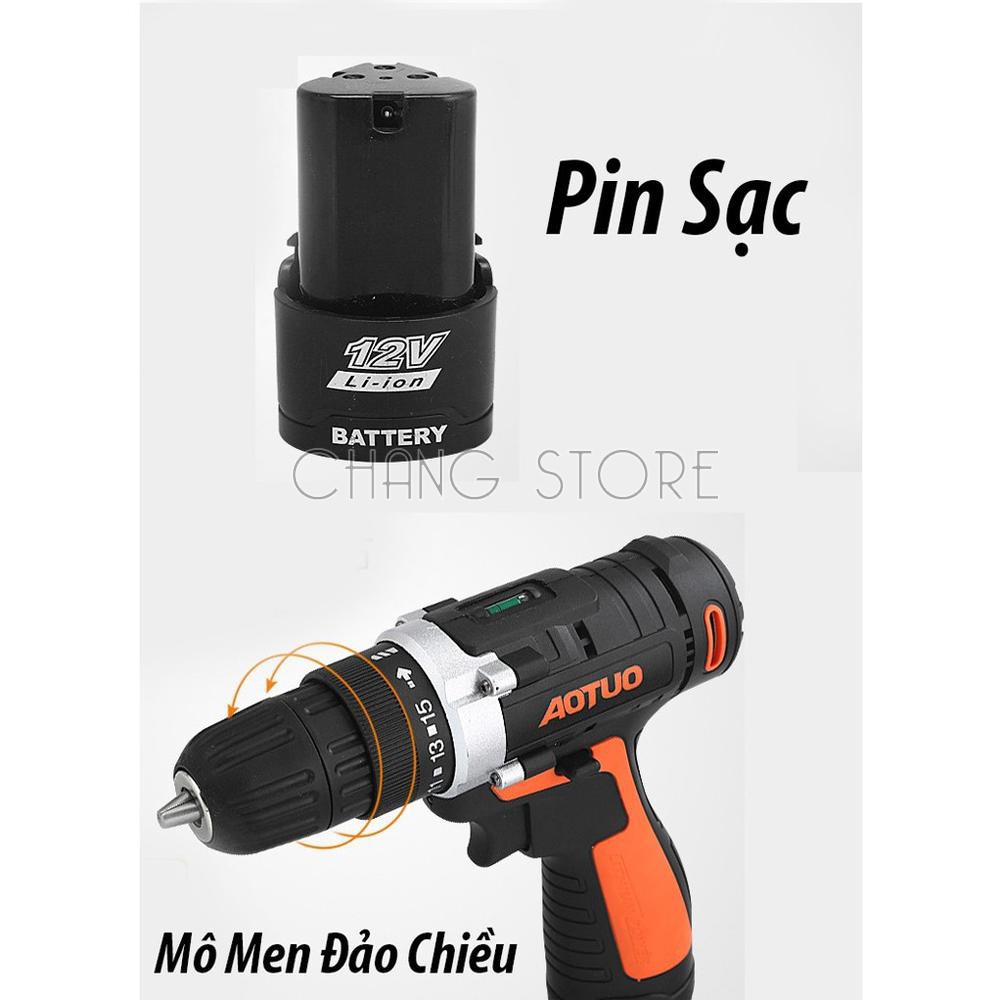 Máy Khoan Vặn Vít Không Dây Aotuo 12V Tốc Độ Có Đảo Chiều Thế Hệ Mới