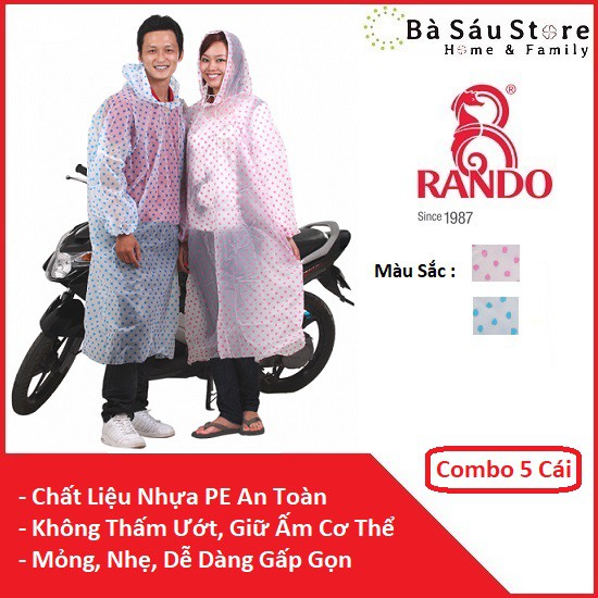 [Áo Mưa Mỏng Nhẹ] Chấm Bi - Đa Dụng - Rando - Combo 5 Cái