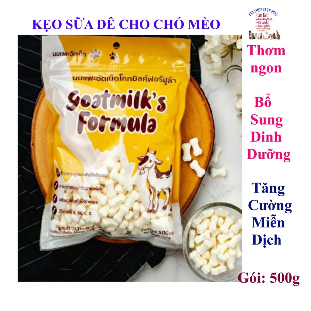 Kẹo sữa dê cho Chó Mèo Gói 500g Thơm ngon Bổ sung dinh dưỡng Tăng cường miễn dịch Tốt cho tiêu hóa Xuất xứ thái lan