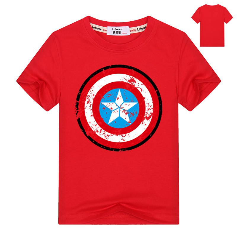 Áo Thun In Hình Khiên Captain America Marvel Thời Trang Mùa Hè 2019 Dành Cho Trẻ Nhỏ