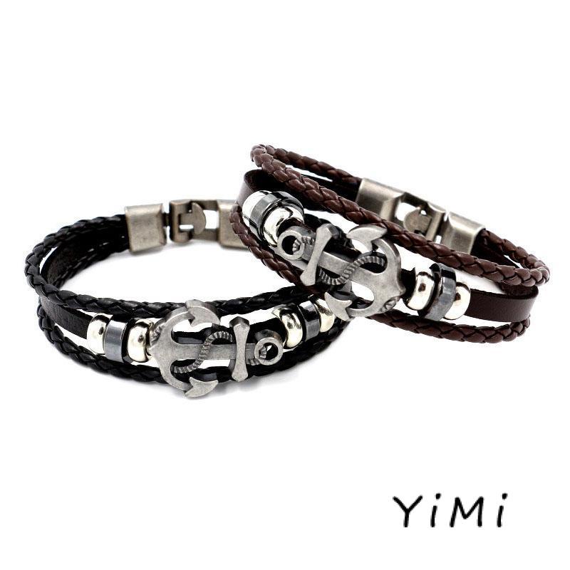 【Yimi.Vn】Vòng Đeo Tay Bằng Da Mặt Hình Mỏ Neo Tàu Thuyền Phổ Biến Bán Chạy Ở Nước Ngoài