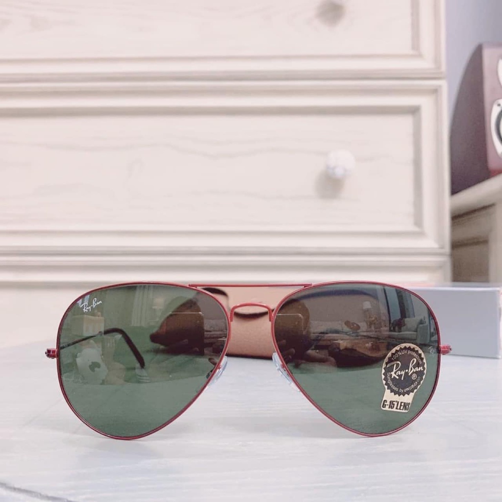 Kính Mát Rayban RB3025 918831 mắt xanh đen viền đỏ (62-14-140)