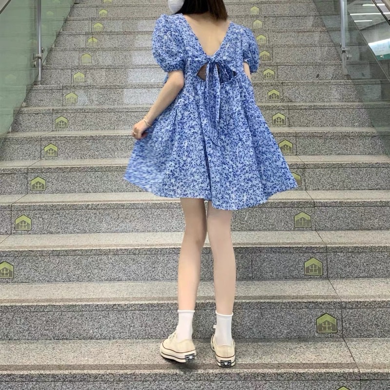 ĐẦM HOA NHÍ BABYDOLL CHUN EO TAY BỒNG
