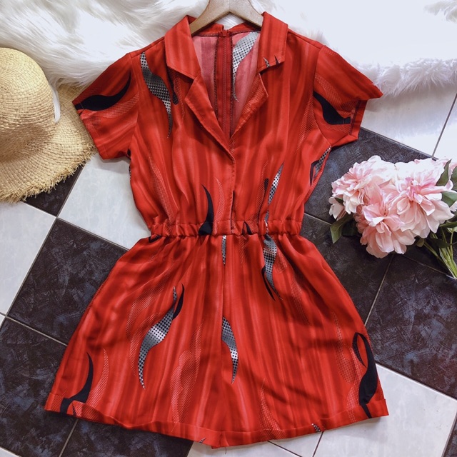 Bộ bay cổ vest dễ thương thời trang Hàn Quốc