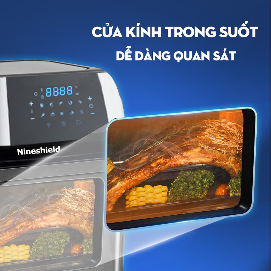 [Hàng nhập khẩu] Nồi chiên không dầu MKMaoKe, Nine Shield 8 Lít, Tự đảo, Công Suất 1500W, Bảo Hành 2 năm