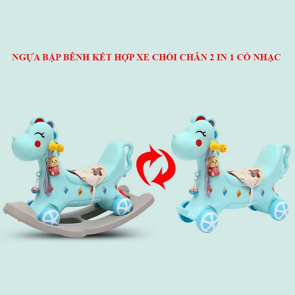 Đồ chơi trẻ em cho bé ngựa bập bênh kết hợp xe chòi chân BBT GLOBAL rk511 có nhạc