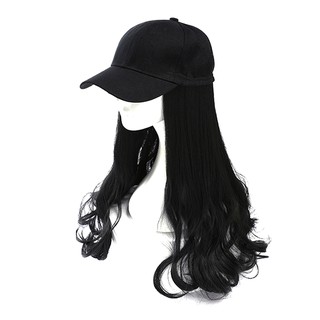 Bộ tóc giả dài 60cm xoắn đuôi kèm mũ lưỡi trai kiểu dáng thời trang cho nữ