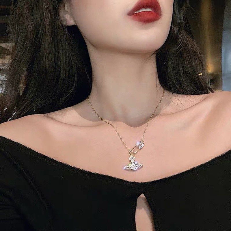Vòng cổ mặt hình hành tinh đính đá thời trang cho nữ