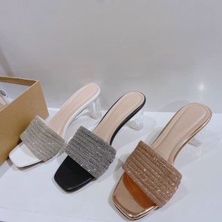 Guốc nữ gót vuông trong 5P quai ngang dây đá