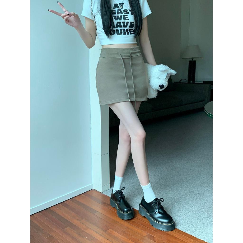 Chân Váy Thể Thao Lưng Cao Co Giãn Tốt Phối Dây Rút Thời Trang Trẻ Trung