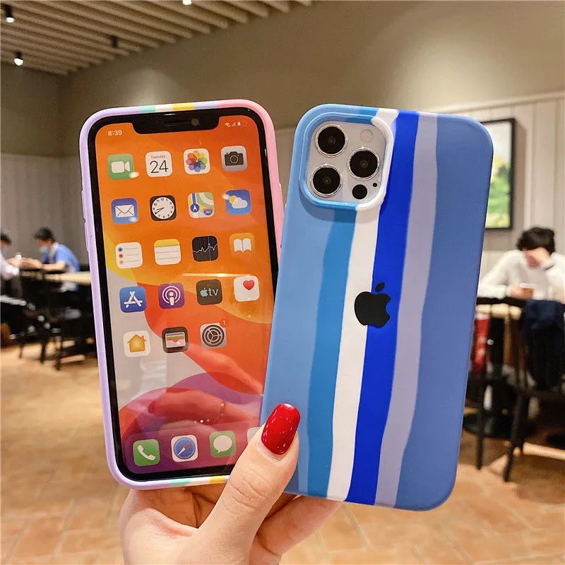 iPhone Casing For iPhone 12 mini 12 Pro Max 11 11 Pro 11 Pro Max Xs Max Xr X 8 7 + 6 + 6s + 6 + Warna Pelangi Polos