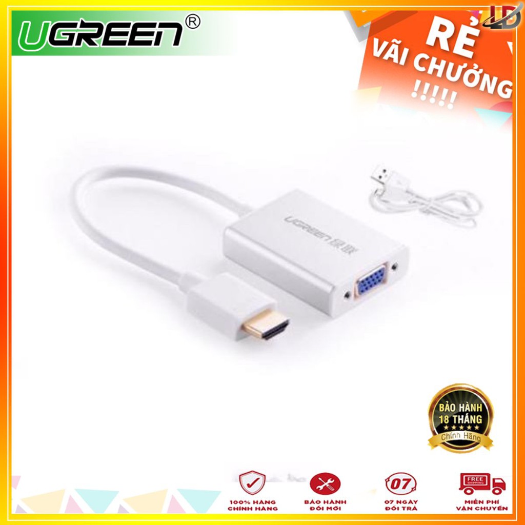 Dây chuyển đổi HDMI to VGA+3.5mm Audio + Nguồn micro USB Ugreen 40212