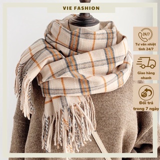 Khăn Choàng Cổ Nữ Họa Tiết Kẻ Caro Phong Cách Hàn Quốc