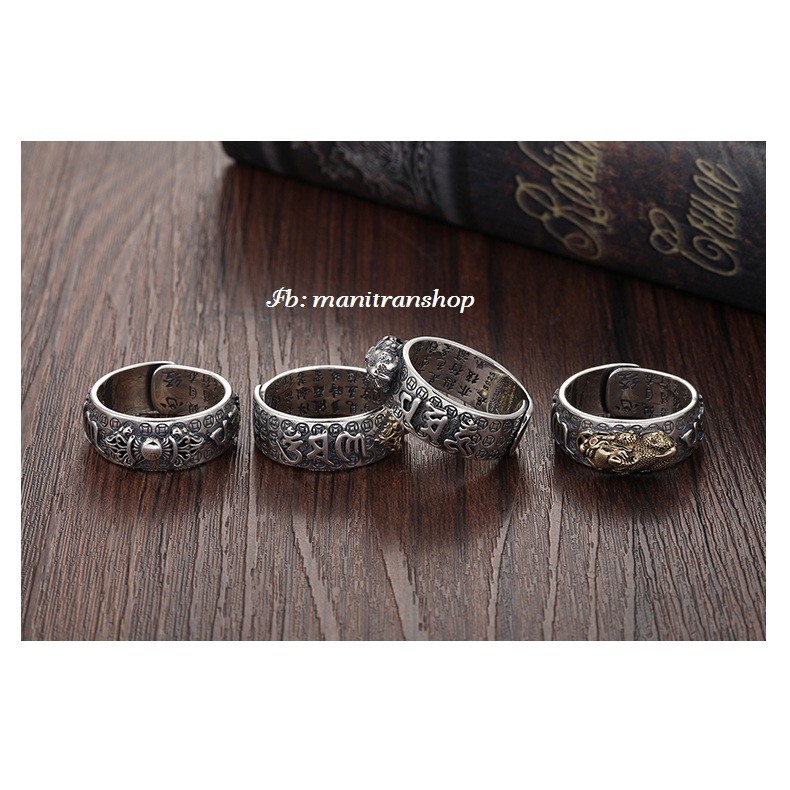 Nhẫn Om Mani Padme Hum - Chùy Kim Cang Tây Tạng