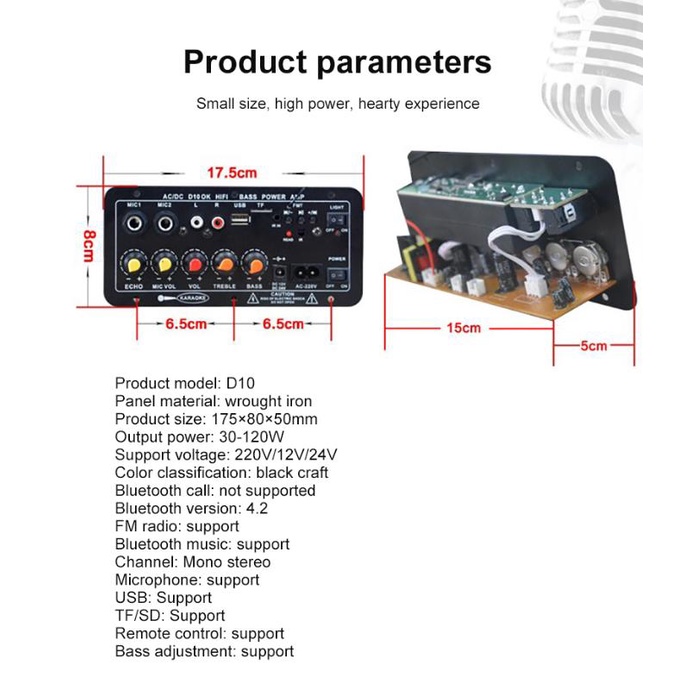 AC 220V 12V 24V Kỹ Thuật Số Bluetooth Stereo Board Khuếch Đại Loa Siêu Trầm Kép Microphone Karaoke Khuếch Đại Cho 8-12 Inch Loa *