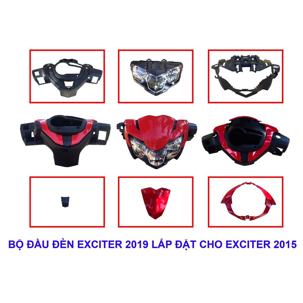 Bộ đầu exciter2019 lắp exciter2015 không chế cháo gì lắp như zin