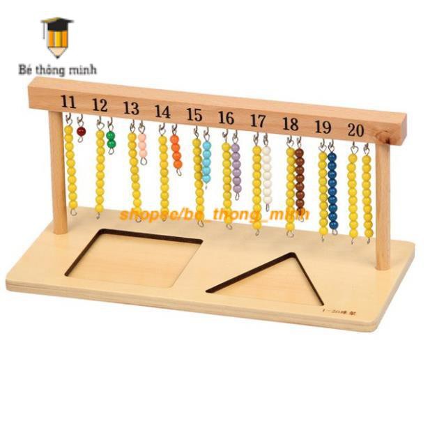 Giáo cụ Montessori - Bộ 2 Giá treo các chuỗi hạt cườm màu từ 1-10 và 11-20