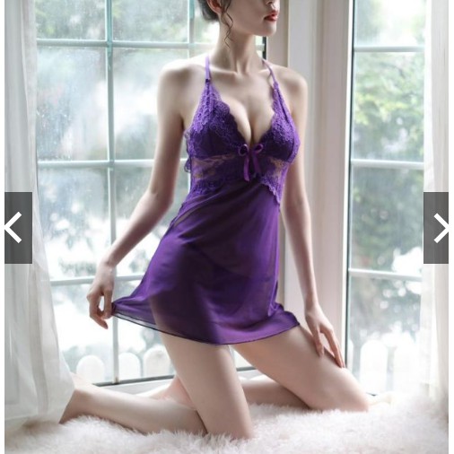 Váy Ngủ / Đầm Ngủ Ren Sexy Quai Chéo Lưng Cao cấp MS1710