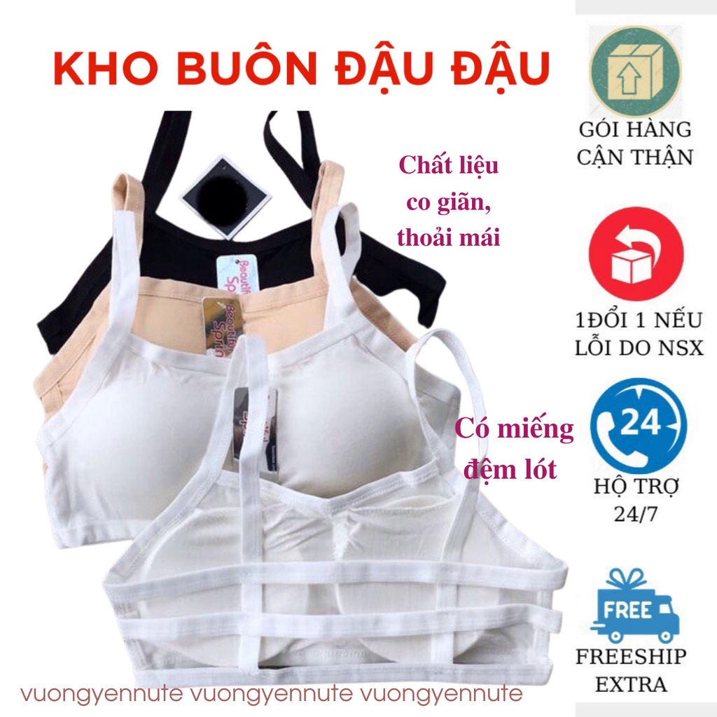 Áo Lá 3 Dây Áo Bra học sinh Hàng Đẹp - có Đệm Mút Vải Cotton Co Giãn 4 Chiều Thấm Hút Mồ Hôi Cực Tốt