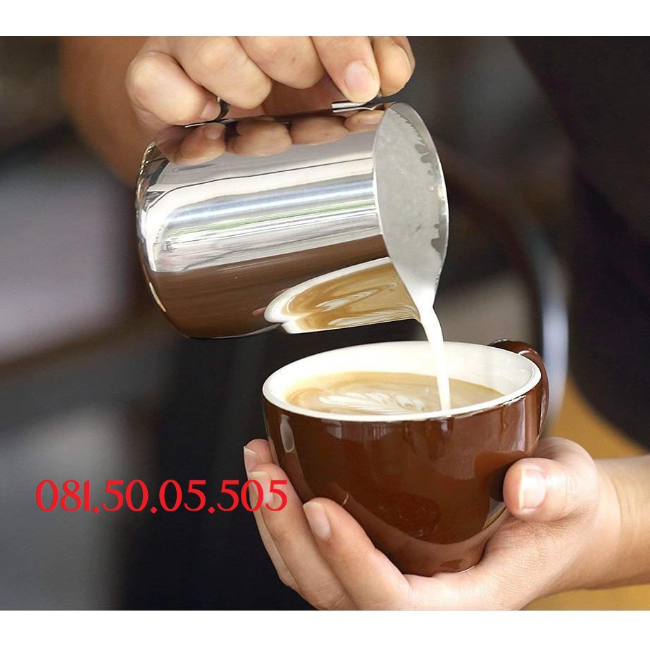 Ca đánh sữa inox (có vạch chia) 350ml - 550ml - 1 Lít-  Lọ rắc bột inox Bút vẽ latte Tạo bọt cà phê Khuôn capuchino