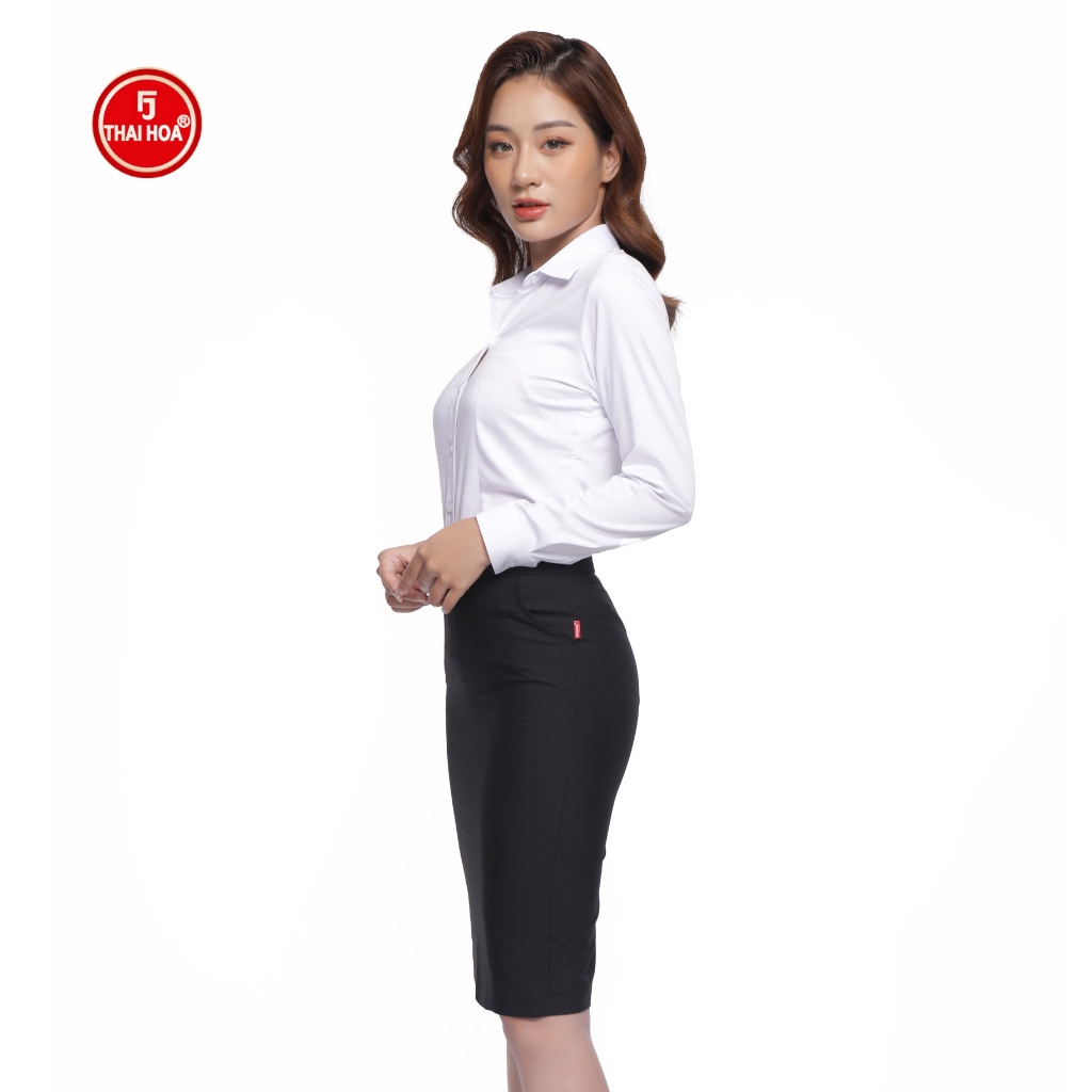 Chân váy nữ Thái Hòa 2J883 thời trang công sở dáng ôm vải cotton lanh Juyp