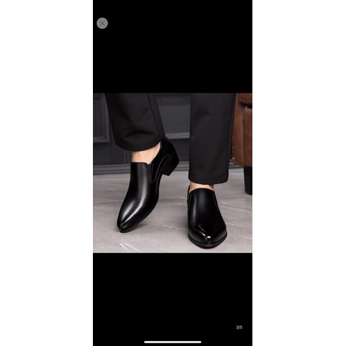 Giầy lười da nam mọi mũi nhọn mới ảnh thật video thật