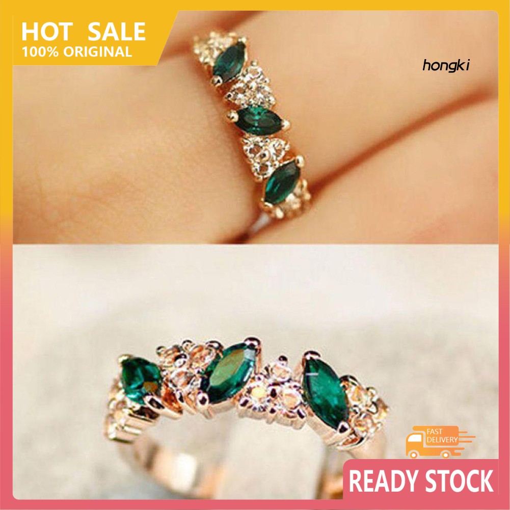 Nhẫn Đính Đá Ngọc Lục Bảo Kiểu Cổ Điển Cho Nữ