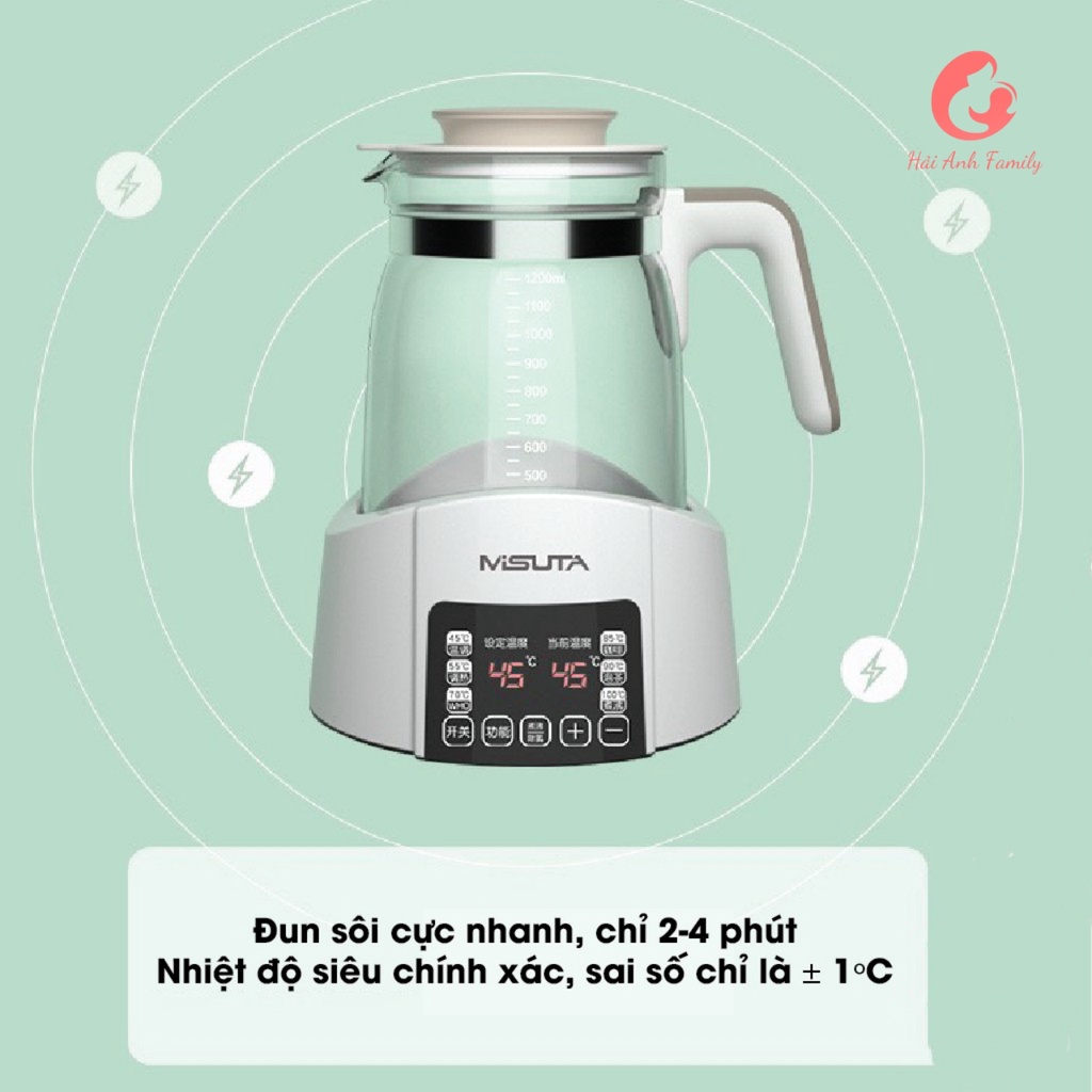 Máy hâm nước pha sữa giữ nhiệt Misuta kèm chức năng đun nước bảo hành 6 tháng