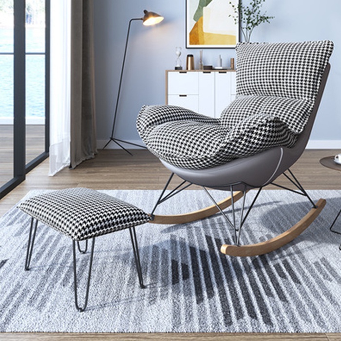 Ghế thư giãn xả hàng thanh lý, ghế bập bênh thư giãn đọc sách, xem phim bọc da PU cao cấp tặng kèm ghế đôn chân sắt