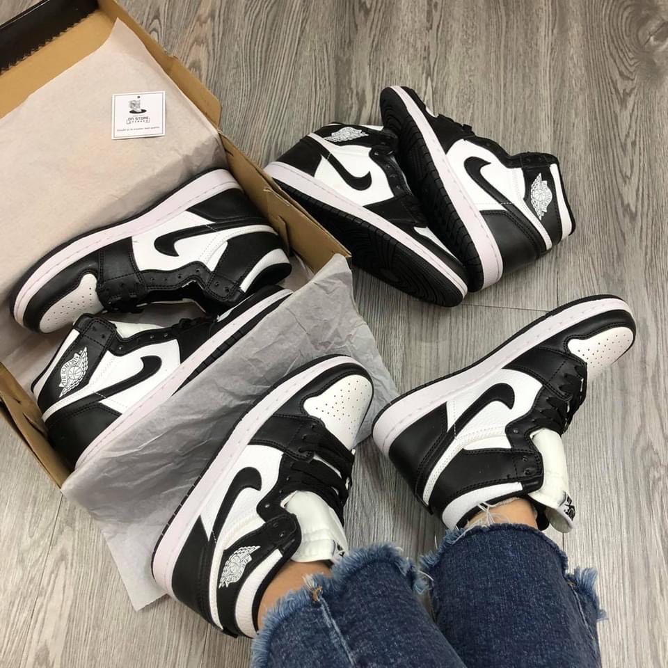 Giày thể thao Jordan 1 đen trắng cao cổ, Giày sneaker JD1 High Panda nam nữ siêu hot Tặng Box Bill